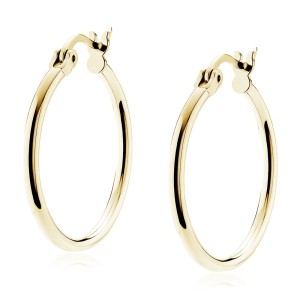 Cercei rotunzi argint placati cu aur galben Ø25 mm x 2 mm Classic Hoops DiAmanti KHR225G-DIA (Argint 925‰ 2,5 g.)